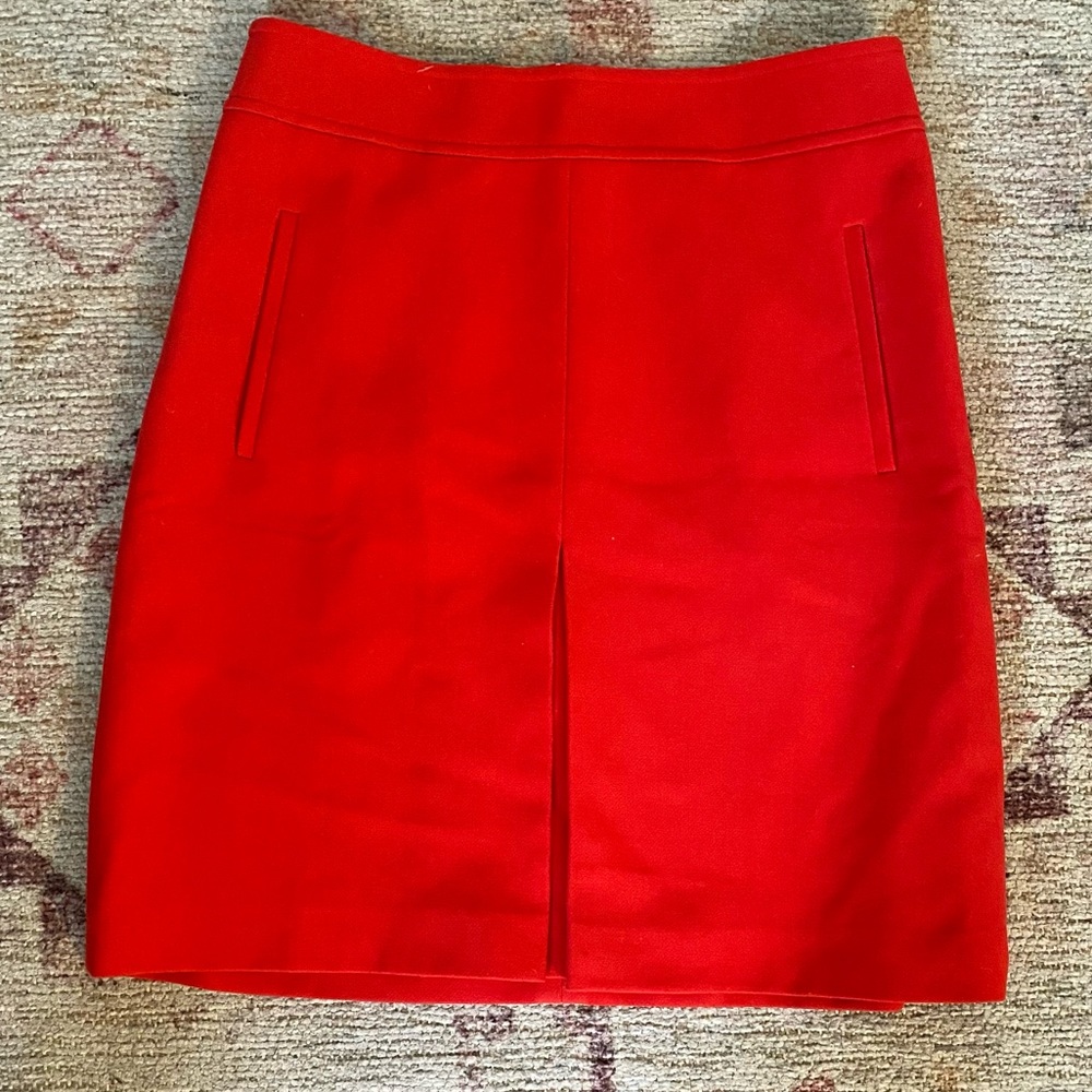 Bright red pencil skirt from the Loft